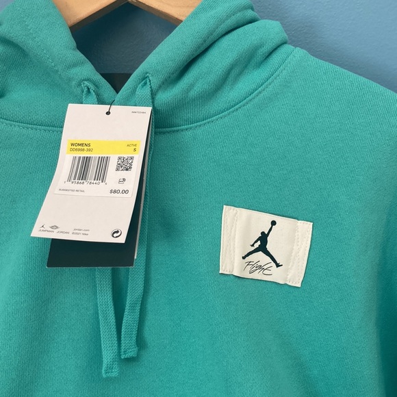 Jordan Essentials Flight hoodie light Teal Womens size S 4-6 M 8-10 - Picture 5 of 8